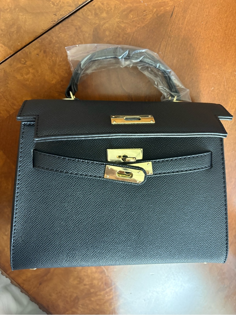 Elegant mini Kelly Style Black Handbag
